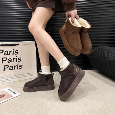 Модные универсальные бархатные утолщенные и на высокой платформе зимние сапоги женские 2025 новые зимние теплые снежные хлопковые туфли