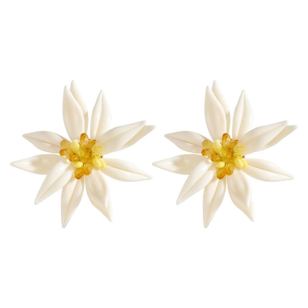 Европейские и американские серьги-гвоздики с белыми цветами и двухслойный чокер-ожерелье