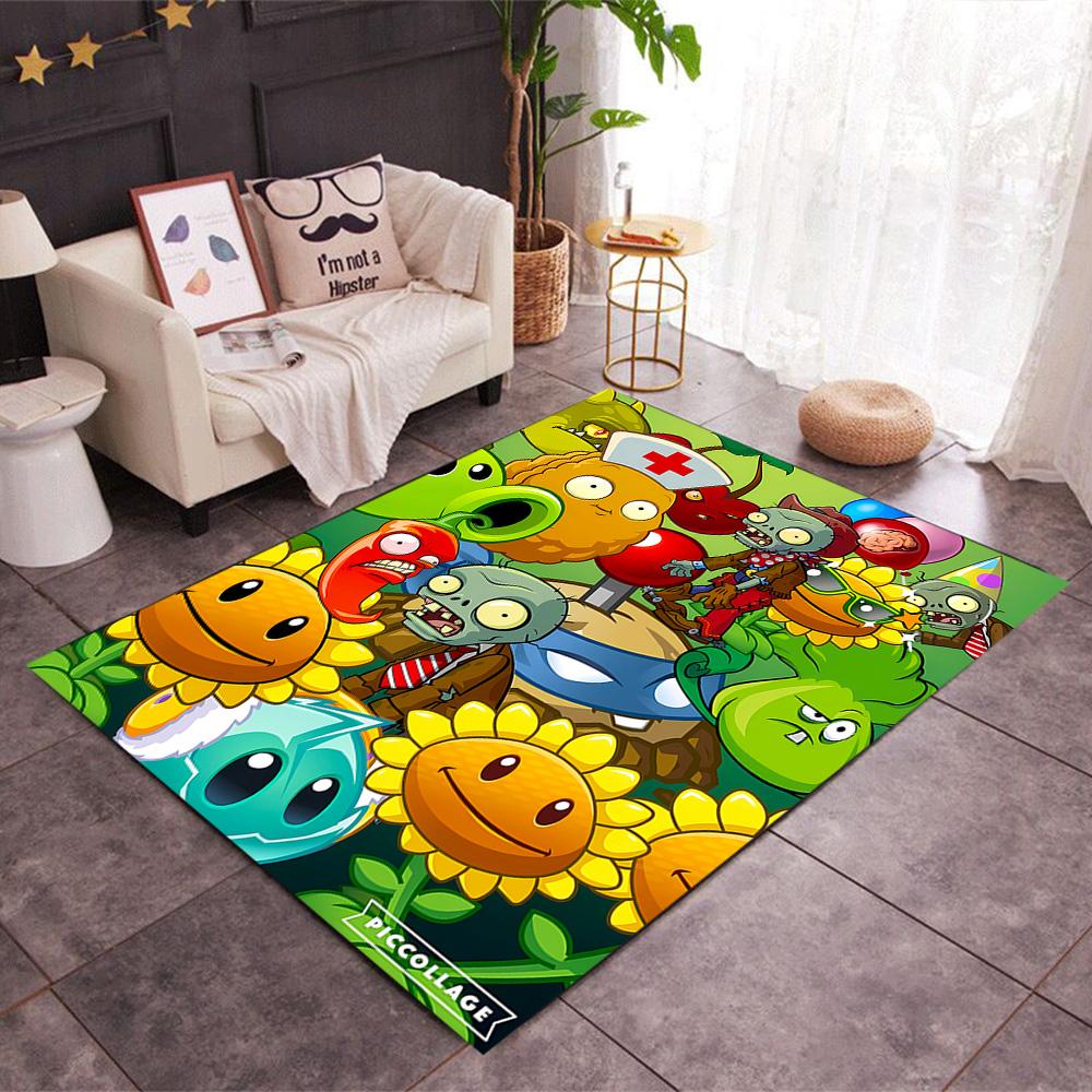 Zombie Plants Party Themed Anti-Slip Rugs - Polyester Home Decor, Suitable for Bedrooms, Living Rooms, Doorways, Studios, and Decorations