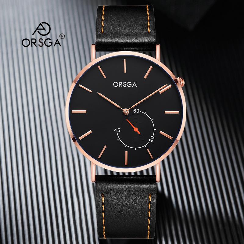 ORSGA Fashion Сверхтонкие Минималистичные Мужские Водонепроницаемые Кварцевые Часы