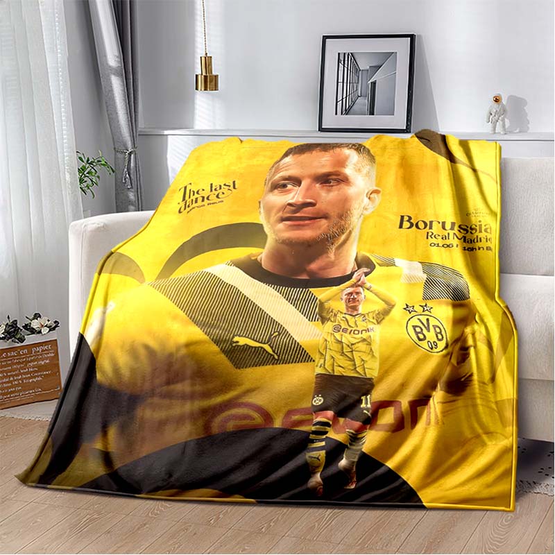 Borussia Dortmund BVB 09 Flannel Throw Blanket, Guten Morgen Football Logo Soft Sofa Bed Blanket Gift for Soccer Fans