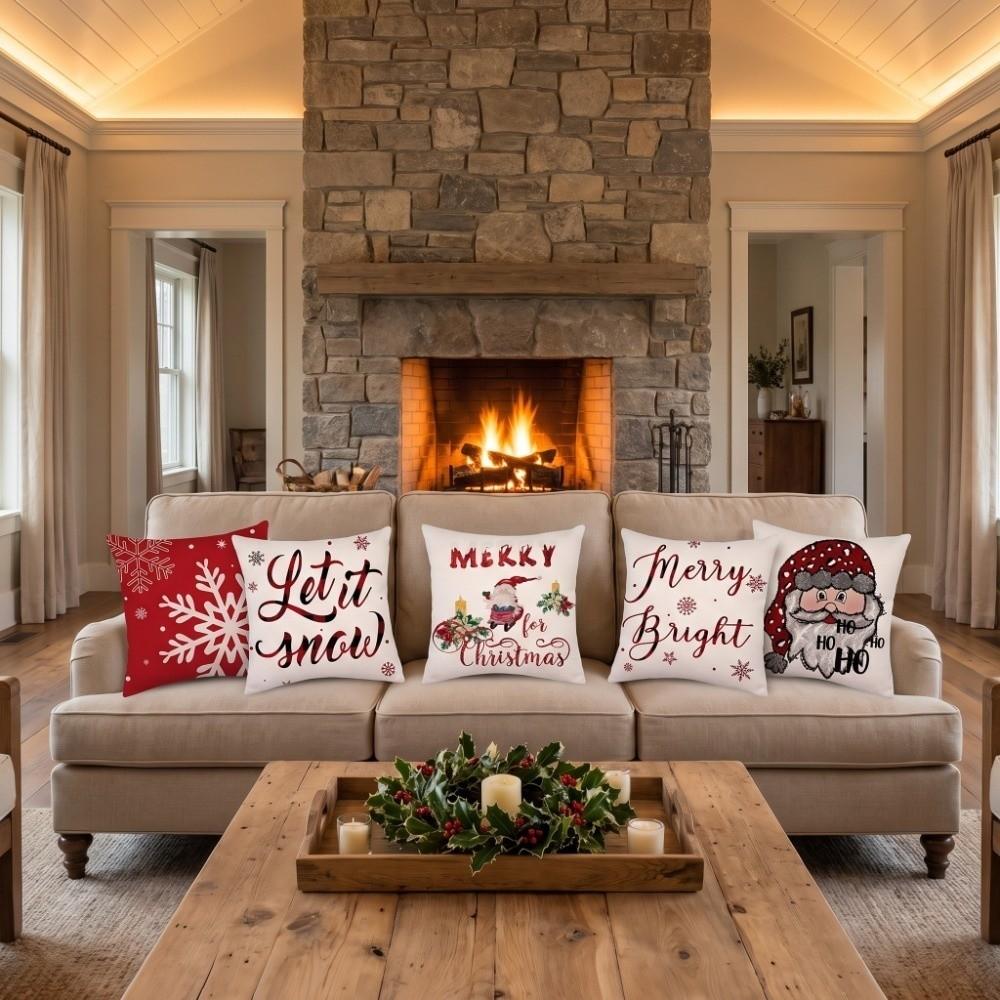 Soft Throw Cushion Case Santa Claus Xmas Tree Pillowslip Christmas Pillow Cover Winter Decor
