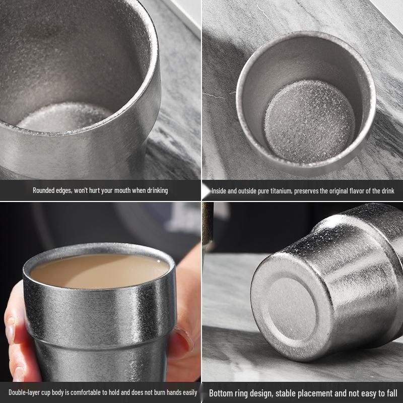 Folding Double-Layer Titanium Cup: Insulated and Portable for Coffee, Tea, or Wine