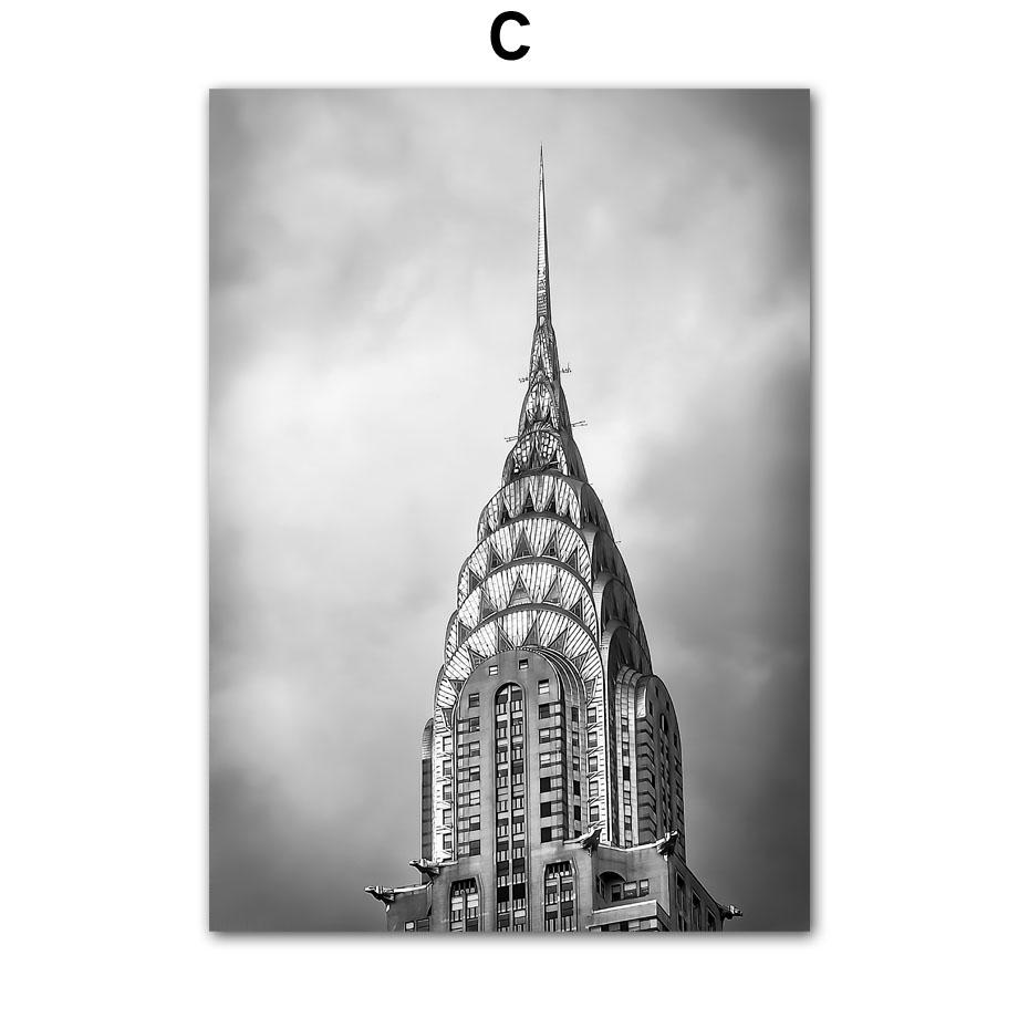 Современный Нью-Йорк Лондон Париж Городская достопримечательность Пейзаж Настенное искусство Холст Живопись Черно-белый Постер Принт Картины Декор Дома Комнаты