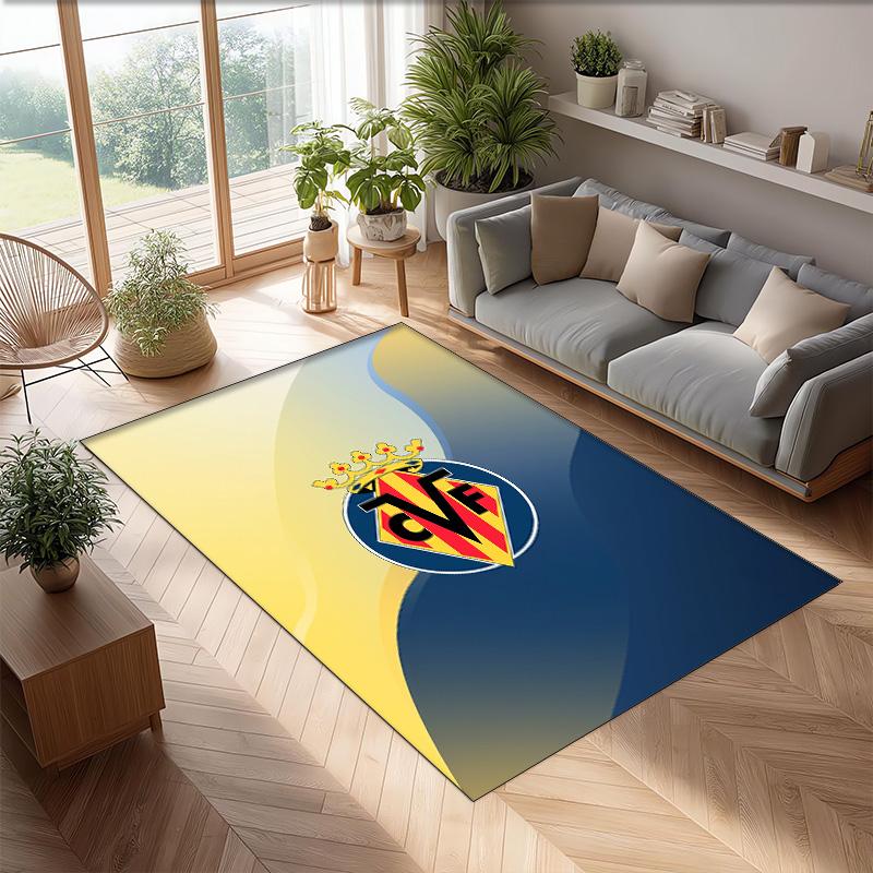 Villarreal FC Soccer Football Pattern Soft Area Rug Non Slip Indoor Floor Carpet Sports Decor Mat for Bedroom