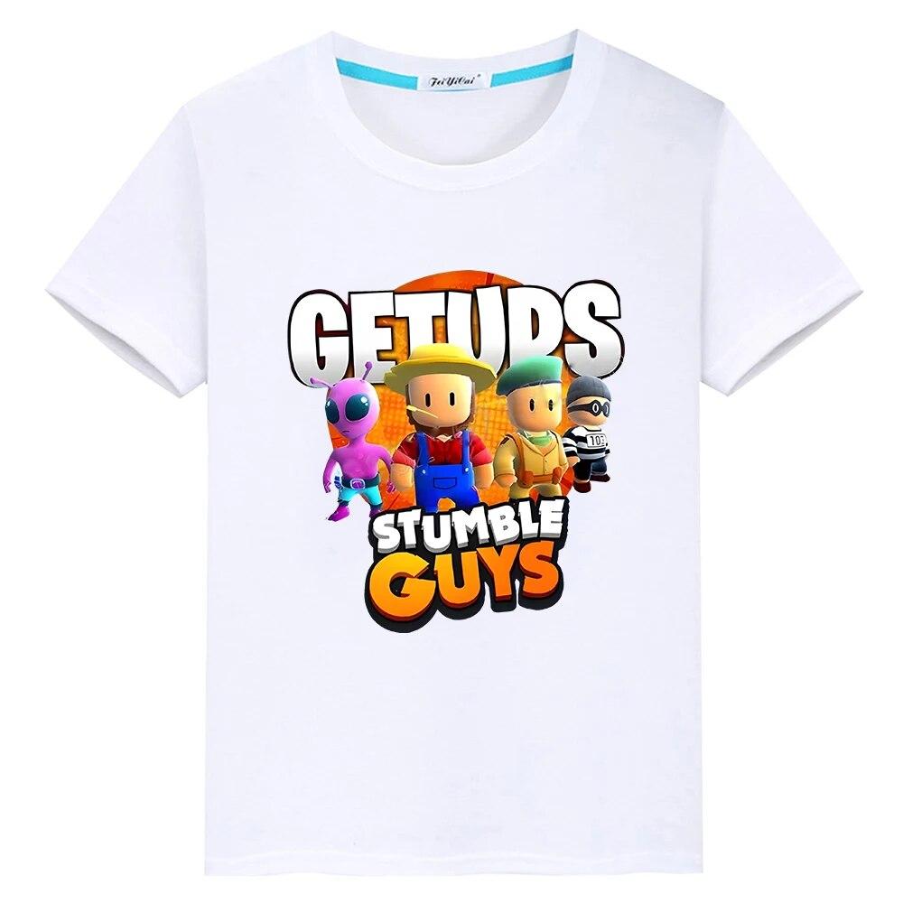 Stumble Guys T-shirt 100%Cotton Boys Girls Pride Tshirt  Y2k One Piece Kawaii Anime Tees Casual Print Short Tops Kids Clothes