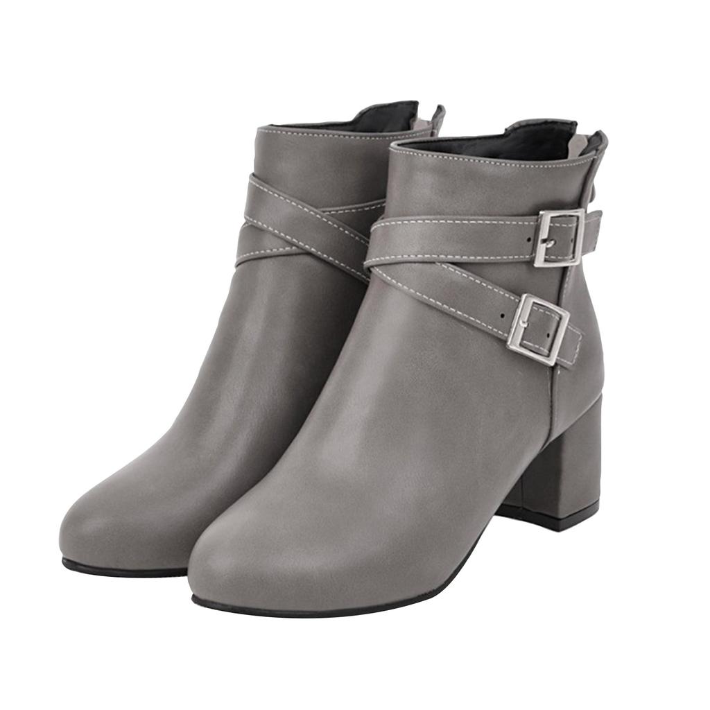 Женские сапоги на толстом каблуке с острым носком Короткие сапоги Ботинки Женские сапоги