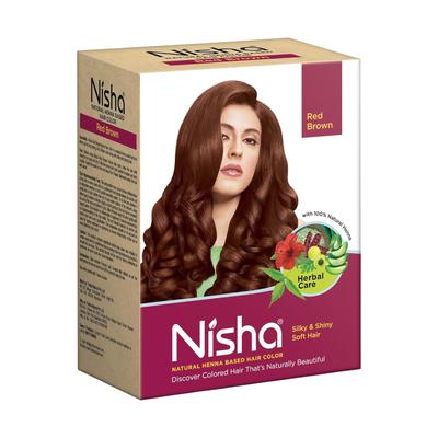 Натуральная хна для волос Nisha Красно-коричневая 90 г Упаковка 1 шт. Травяной полуперманентный краситель для шелковистых блестящих волос