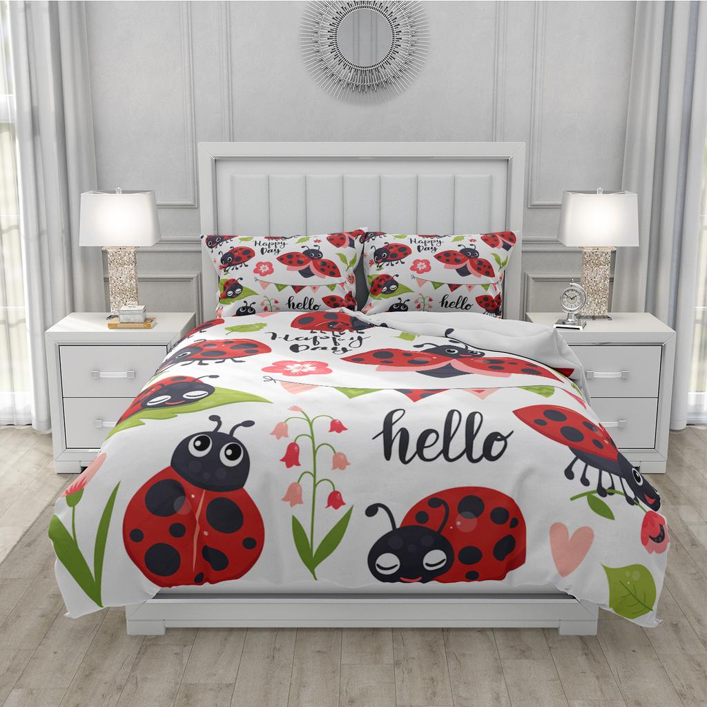 3D Printed Cartoon Style Duvet Cover Kit Ultra-fine Fiber Pillowcase 2024 New Wholesale Cute And Comfortable Animal Kit