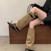 Boots children's autumn and winter new pointed inner height slope heel French straight high tube but knee boots women