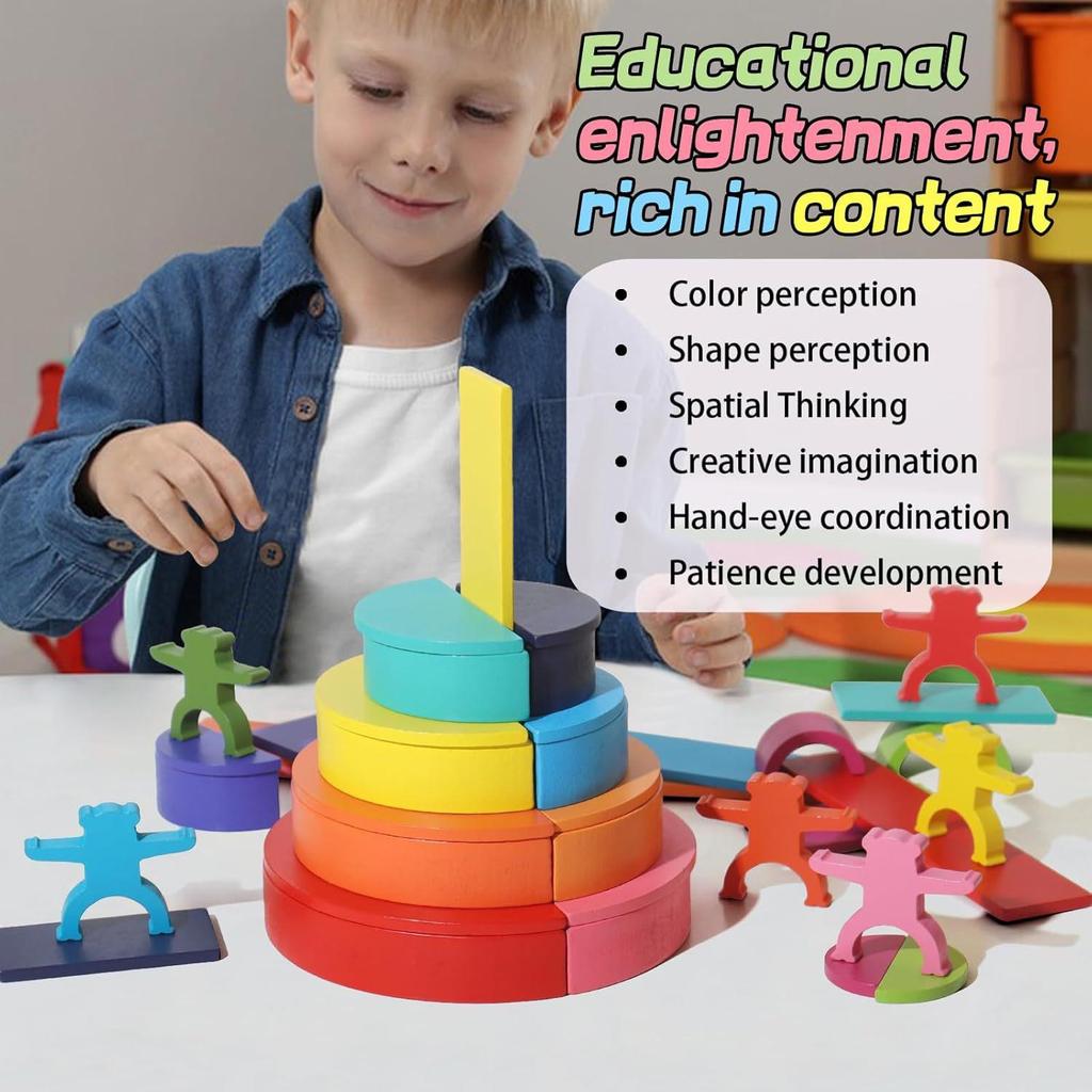 Детский деревянный радужный арочный мост 4-в-1, stacking blocks, игрушка для раннего развития