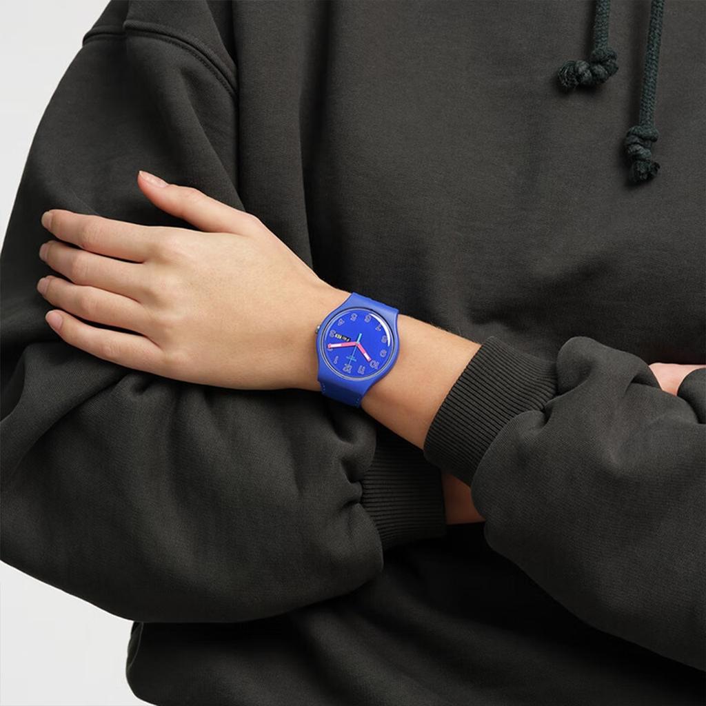 Swatch Gent Series Quartz Movement Blue Cruise Watch 41Mm Blue Dial Bio-Based Material Case Silicone Strap Unisex watches SO29N705
