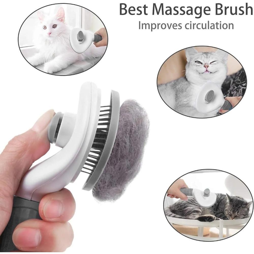 Cat Grooming Brush, Self Cleaning Slicker Brushes for Dogs Cats Pet Grooming Brush Tool Gently Removes Loose Undercoat