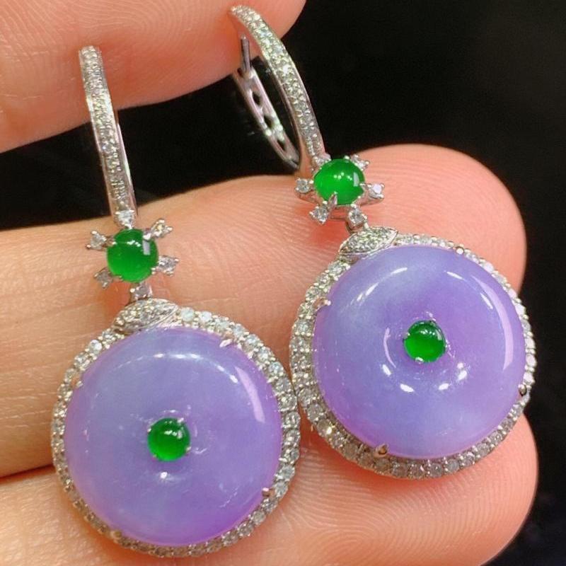 Classic Natural Chalcedony Ice Violet Round Earrings for Women Vintage Light Luxury Charms Drop Earings Wedding Jewelry