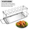BBQ Chicken Wing Leg Grill Rack Even-Heat with Drip Pan Multipurpose Stainless Steel Roasting Holder Set