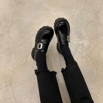 Версия из коровьей кожи~ Лоферы на толстой подошве-маффине с ретро-пряжкой, как у Су Иньинь, туфли-одиночки, женские маленькие кожаные туфли