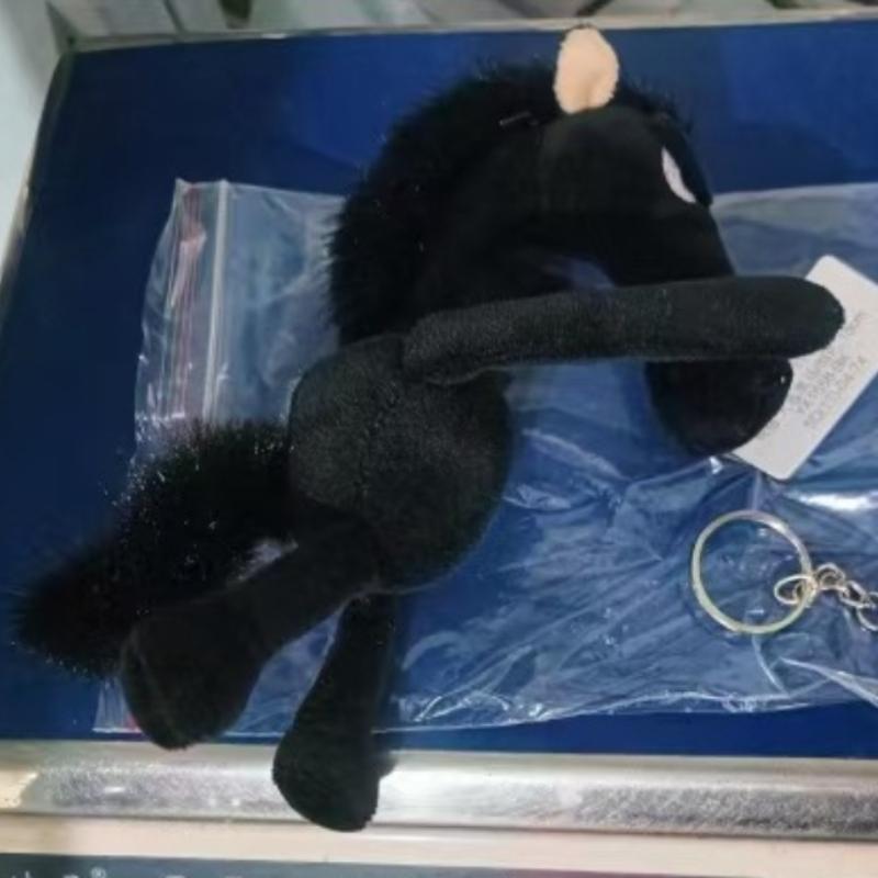 1PC Black Horse Keychain Plush Toy Backpack Pendant Decoration Year of The Horse Plush Toy New Year's Gifts for Boys and Girls