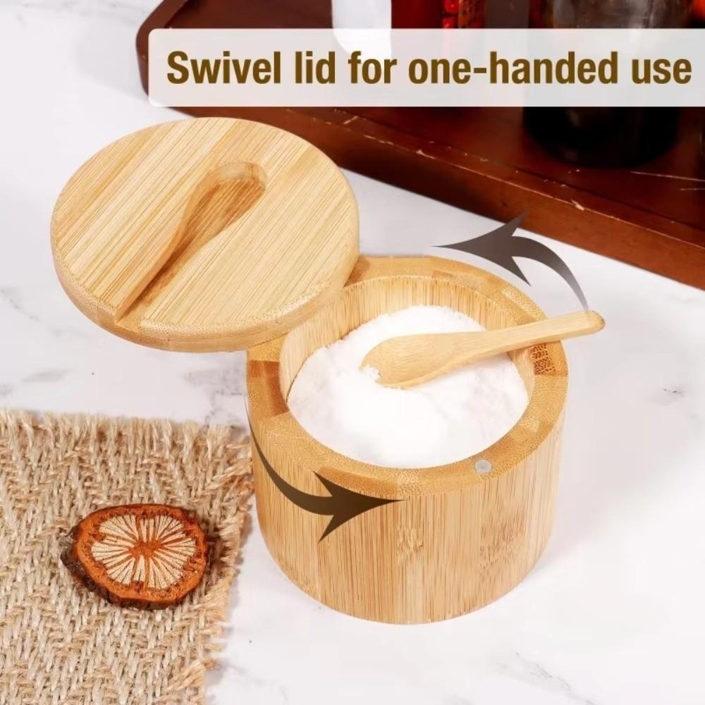 Moisture-proof Sugar and Salt Container Bamboo Spice Tank Useful Sealed Seasoning Jar  Home Cooking