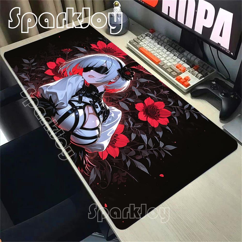 Anime Nier Automata 2b Mouse Pad Xxl Extended Gaming Desk Mat Kawaii Sexy Girl Laptop Keyboard Rug Black White Large Pc Mats