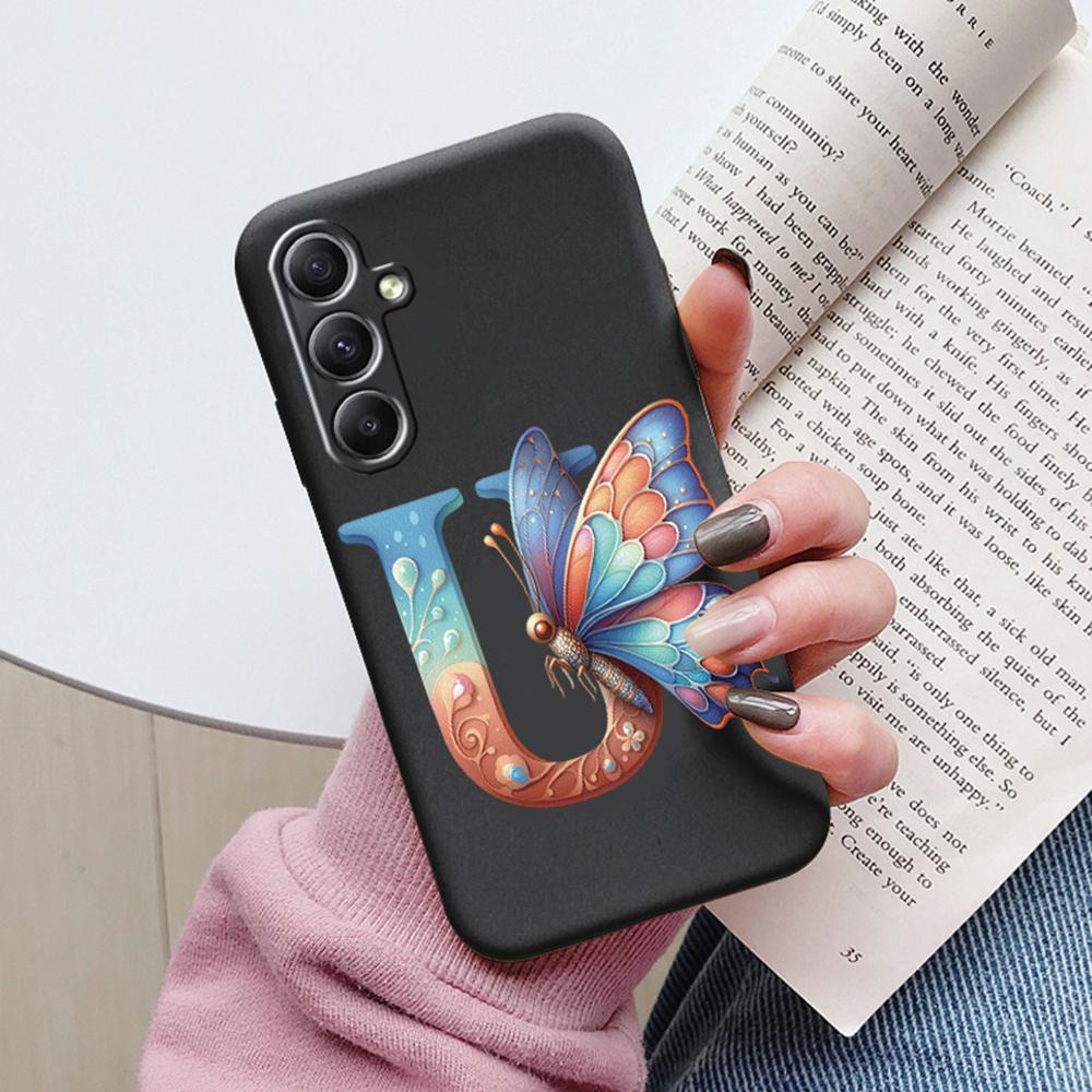 Phone Case For Samsung Galaxy A15 A25 A35 A55 A13 Colorful Letter Love Flower Butterfly Women INS Shell Fundas Bumper Soft Cover