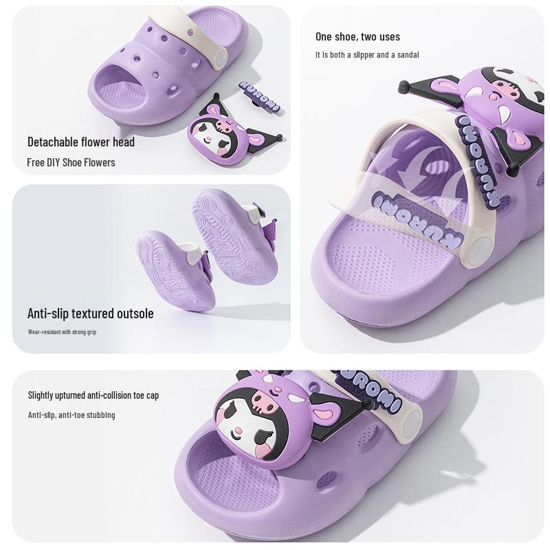 Детские летние шлепанцы Sanrio с мультяшным принтом, нескользящие, легкие, с мягкой подошвой