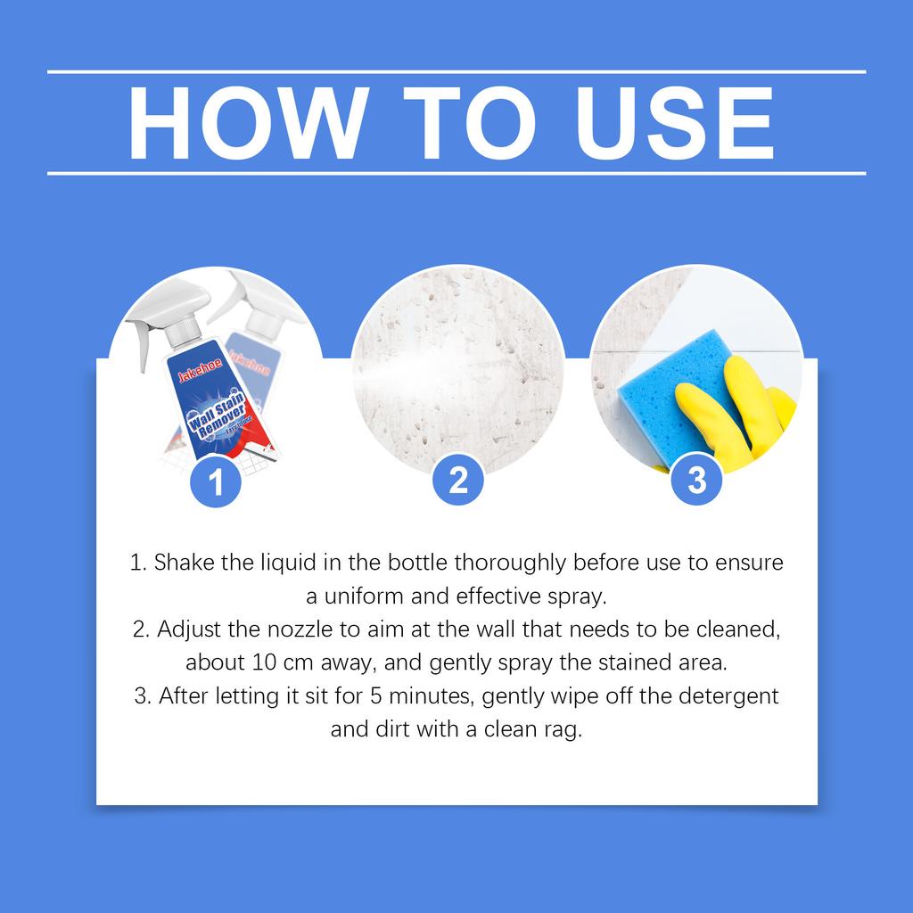 JAKEHOE Stain Remover Cleaner Household Wall Water Stain Dirty Bathroom Mildew Stain Remover Cleaner