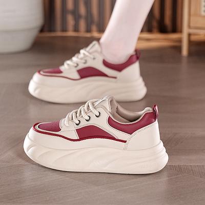 Женские повседневные кроссовки на толстой платформе, нескользящие, со шнуровкой, для ходьбы, удобные кроссовки из искусственной кожи, спортивные теннисные кроссовки для женщин