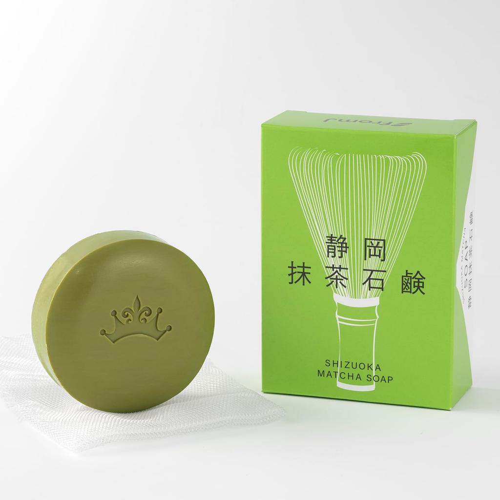 FromJ Matcha Soap 80 г Органическое очищающее мыло для лица Matcha из префектуры Сидзуока с пенообразующей сеткой