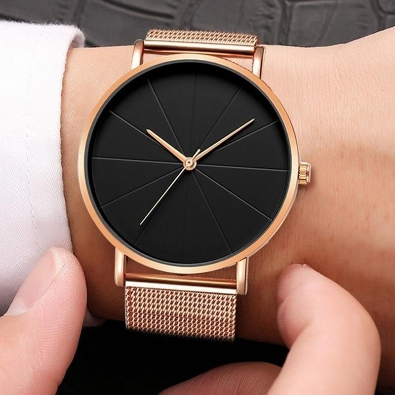 Fashion Mens Watches Stainless Steel Ultra Thin Quartz Wrist Watch Luxury Business Classic Men Watch