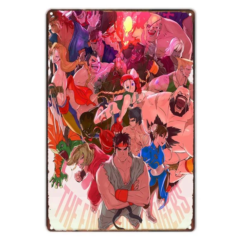Аниме The King Of Fighters Винтажная Металлическая Табличка, Постер Настенного Искусства, Файтинги, Ретро Табличка для Бара, Клуба, Мужской Пещеры, Домашний Декор Стен
