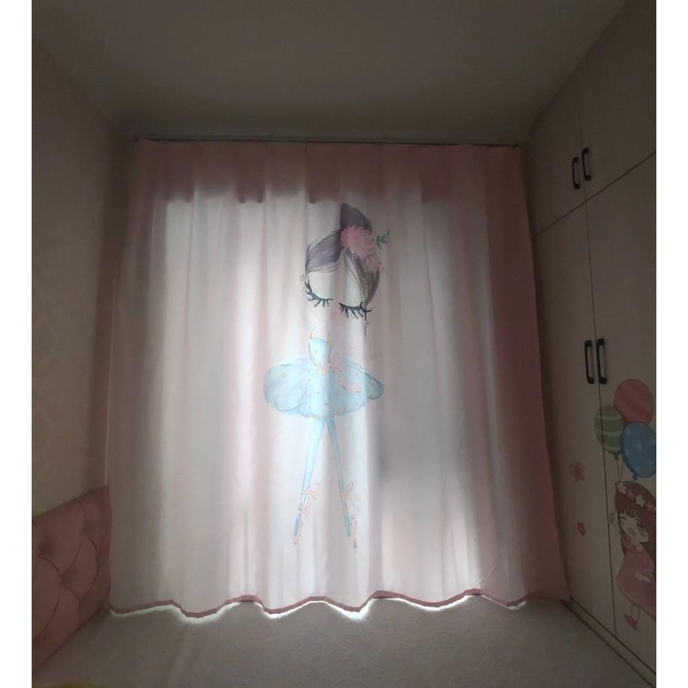 2-панельные шторы с розовым единорогом, шторы для девочек-балерин, детские шторы для спальни девочек, жалюзи на окна от пола до потолка, люверсы сверху