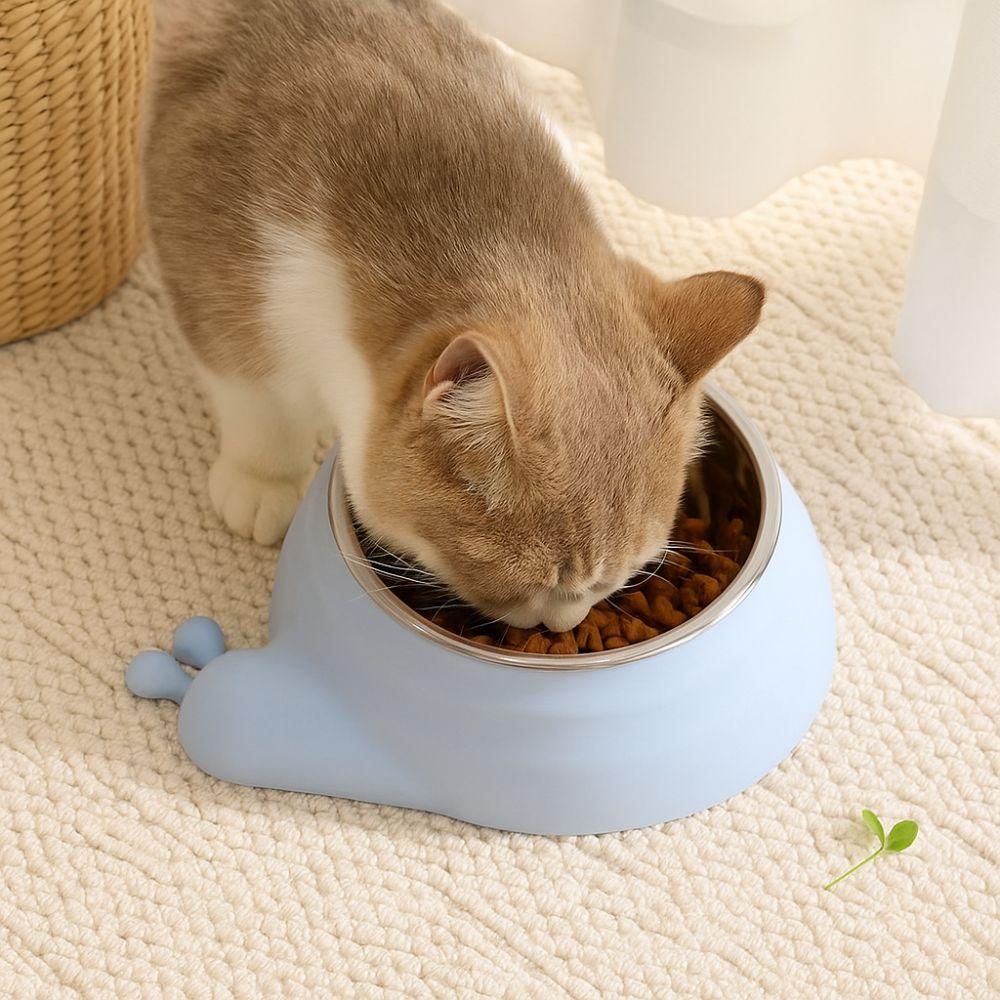 Stainless Steel Pet Cat Feeder Bowl Snail Shap Anti-leakage Cat Water Feeder Anti-spill Non-slip Food Water Bowls For Dogs Cats
