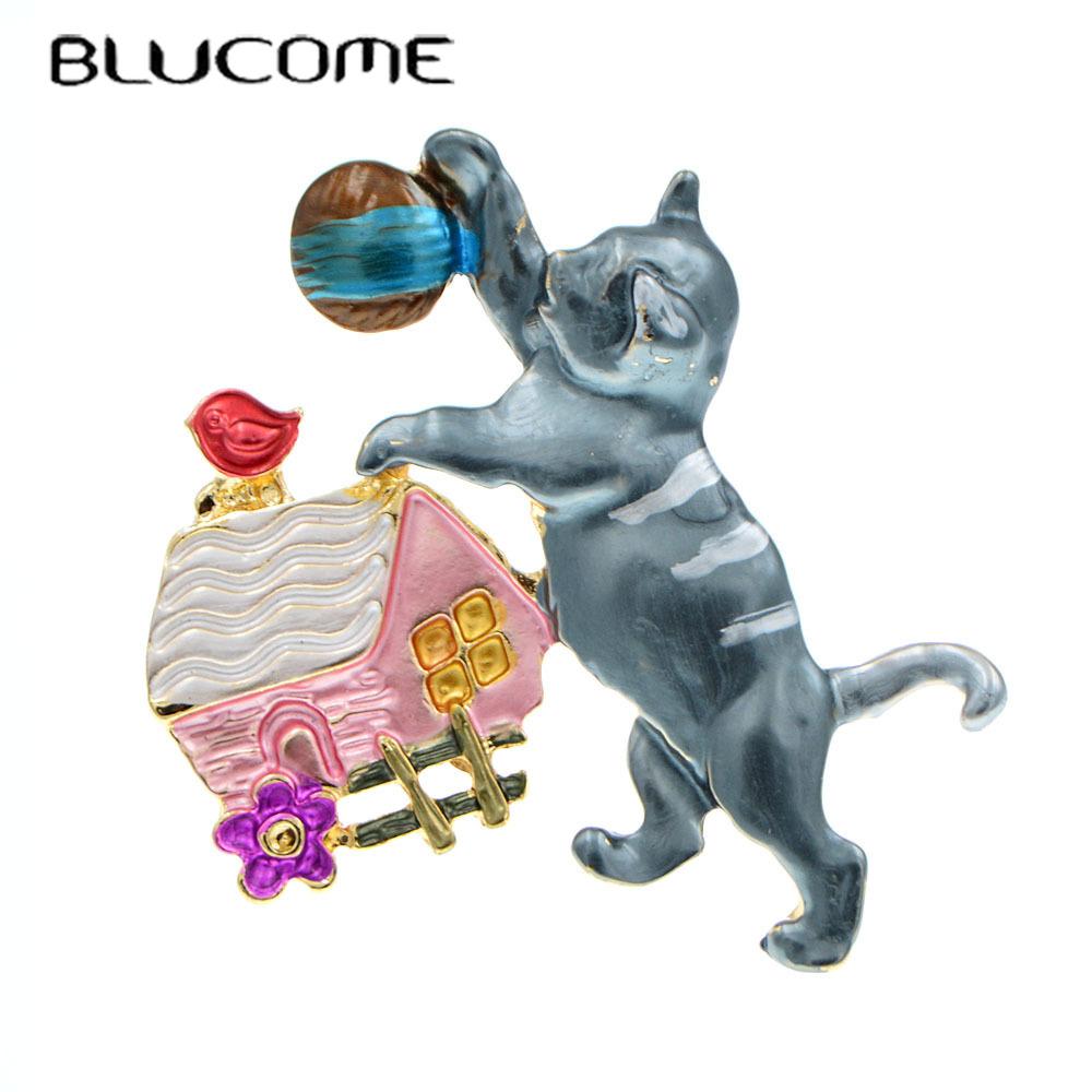 Blucome Прекрасная брошь в виде котенка для женщин и мужчин, костюм, заколки для хиджаба, рождественский подарок