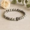 Grey Agate Stretch Bracelet, Pewter Skull