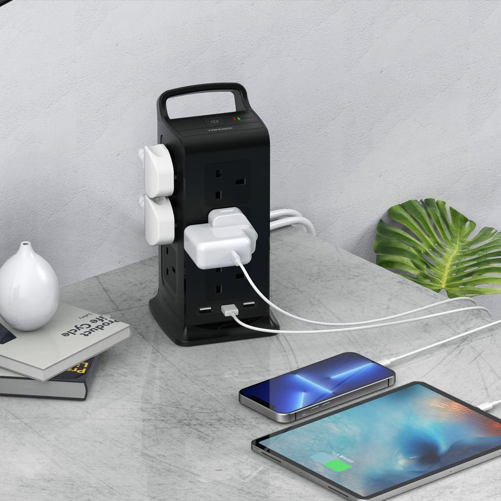 Высокомощная многогнездовая розетка для дома и офиса, многоцелевой USB удлинитель, вертикальная розетка-башня