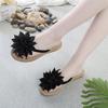 Fashion Women Flip Flops Casual Flower Slippers Ladies Slip On Shoes Female Slides Beach Sandals Flat Slippers for Women Black