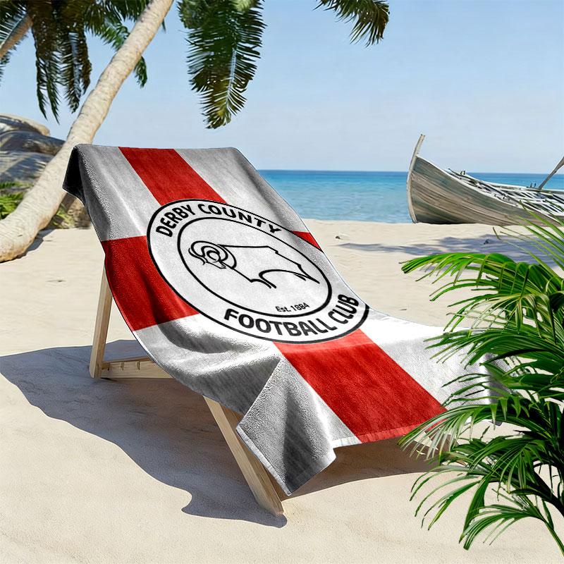 Derby County poster Beach Towel, Large Soft Quick Dry Towel for Beach Camping Swimming