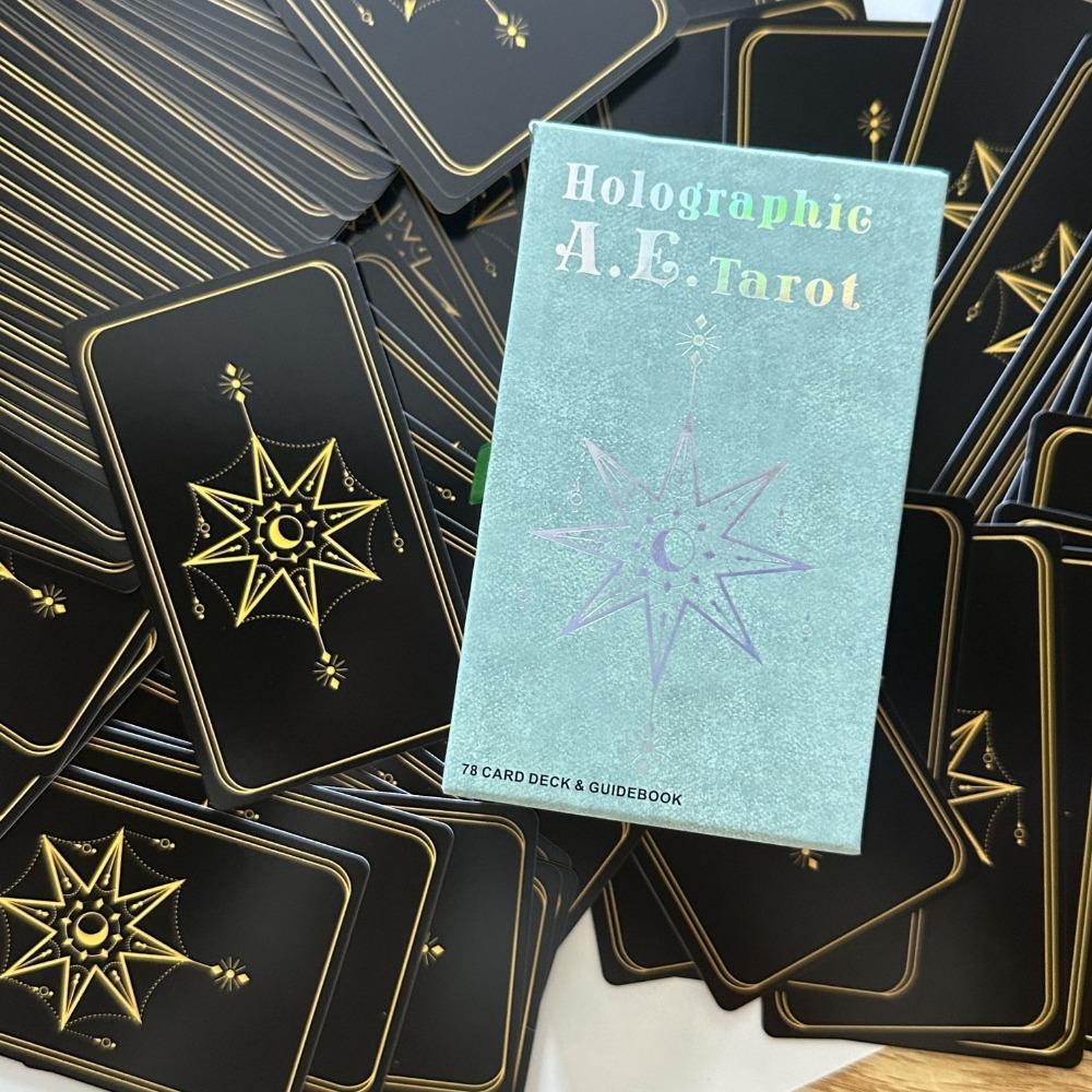 12*7 см голографическая АЭ. Колода Таро в жесткой выдвижной подарочной коробке, 78 карт Таро с путеводителем и мешочком на шнурке