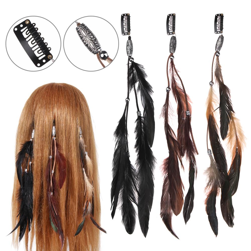 Comb Headdress Handmade Novelty Hairclips Headband Headwear Feather Hair Rope Hippie Headpieces