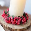 Christmas Creative Berry Wreath Candlestick Tabletop Decoration Christmas Eve Candlelight Dinner Accessories Decoration