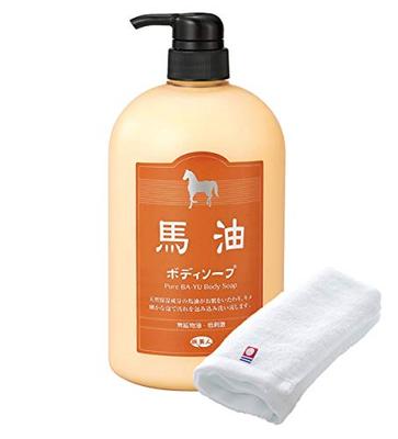 Azuma Trading Co., Ltd. [Та же цена, Включает полотенце Imabari] Мыло для тела с конским маслом 1000 мл / Уход за кожей Tabibijin Bayu
