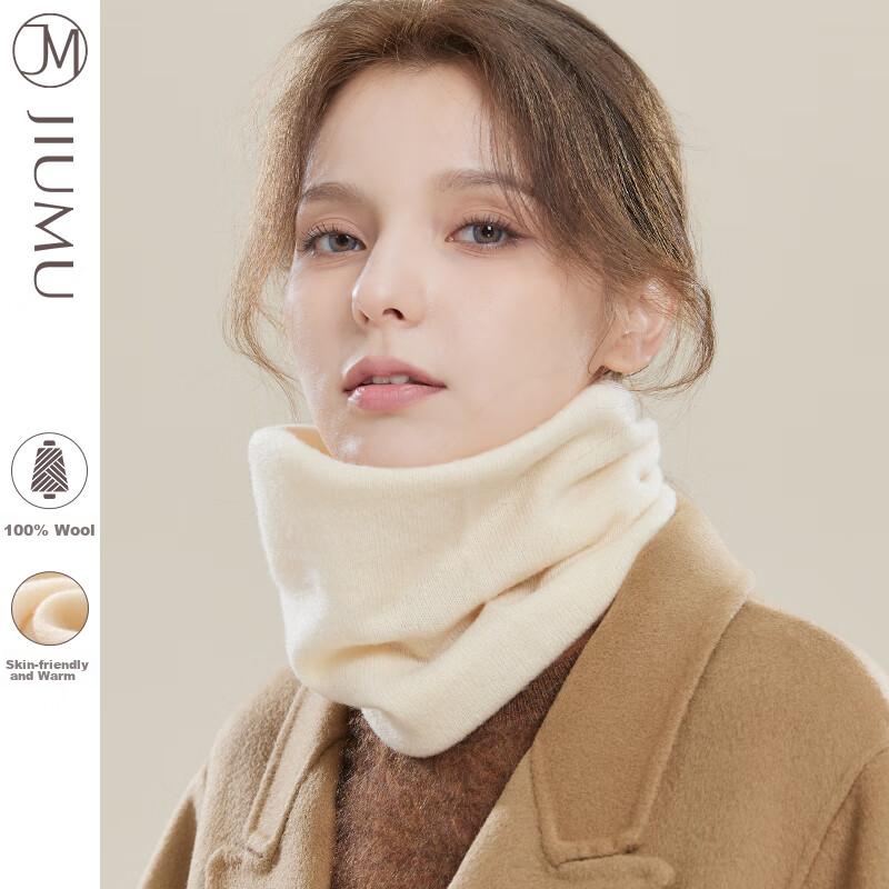 JIUMU (JIUMU) Pure Wool Warm Neck Warmer for Women, Autumn And Winter Thickened Cold-Proof Neck Protection Scarf, Winter Season WY147