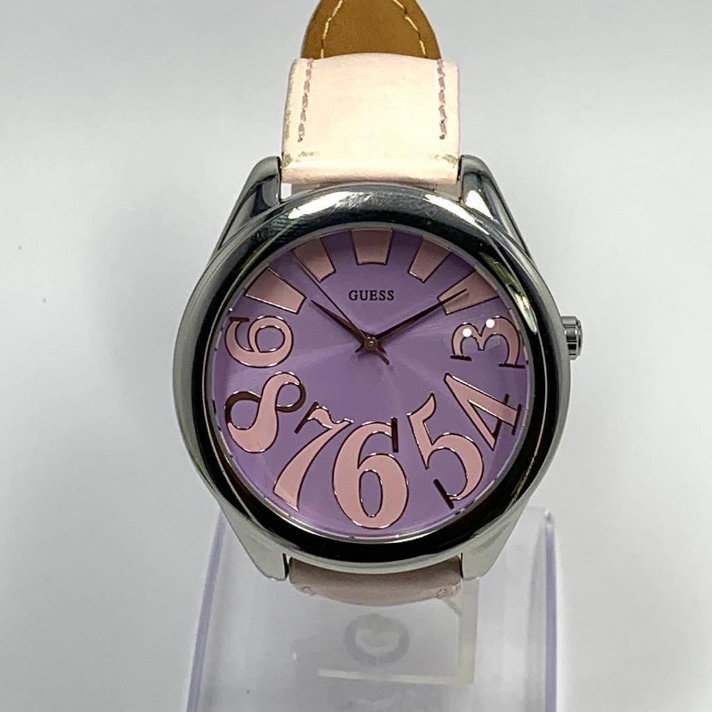 Used 790 [Battery Replaced, Cleaned] Working GUESS Ladies Watch, Guess Purple, Quartz, Popular, Rare, Vintage