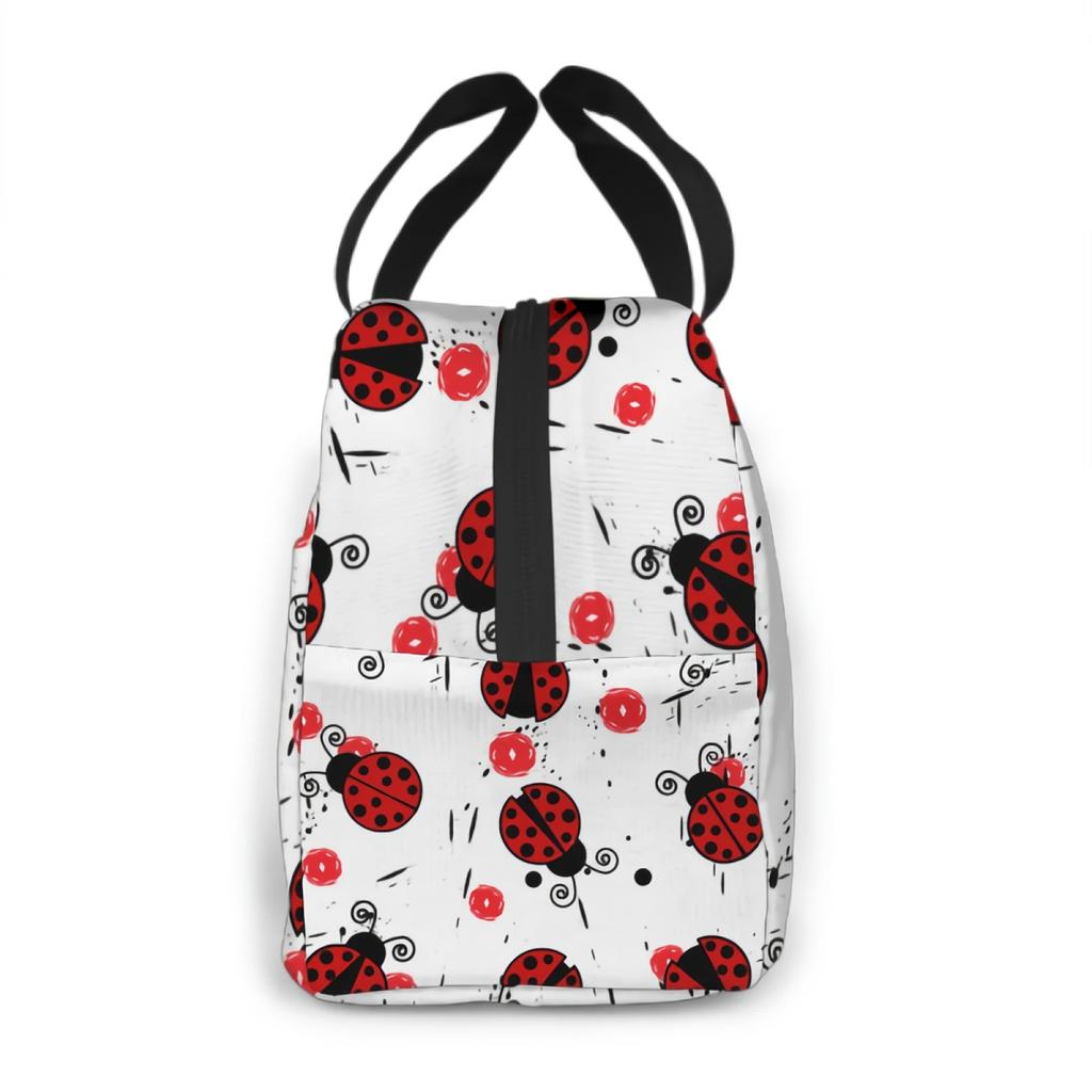 Love Bugs Red Ladybug Insulated Lunch Bag Lunch Box Containers for Women Men Shopping Office School Picnic