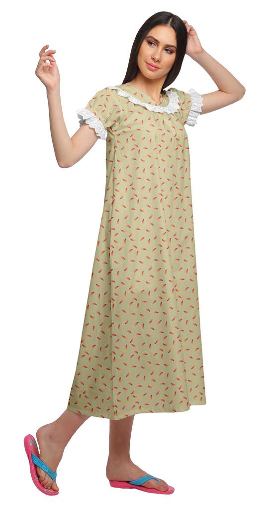 Moomaya Женская ночная рубашка с V-образным вырезом для кормления, хлопковая ночная рубашка А-силуэта с принтом