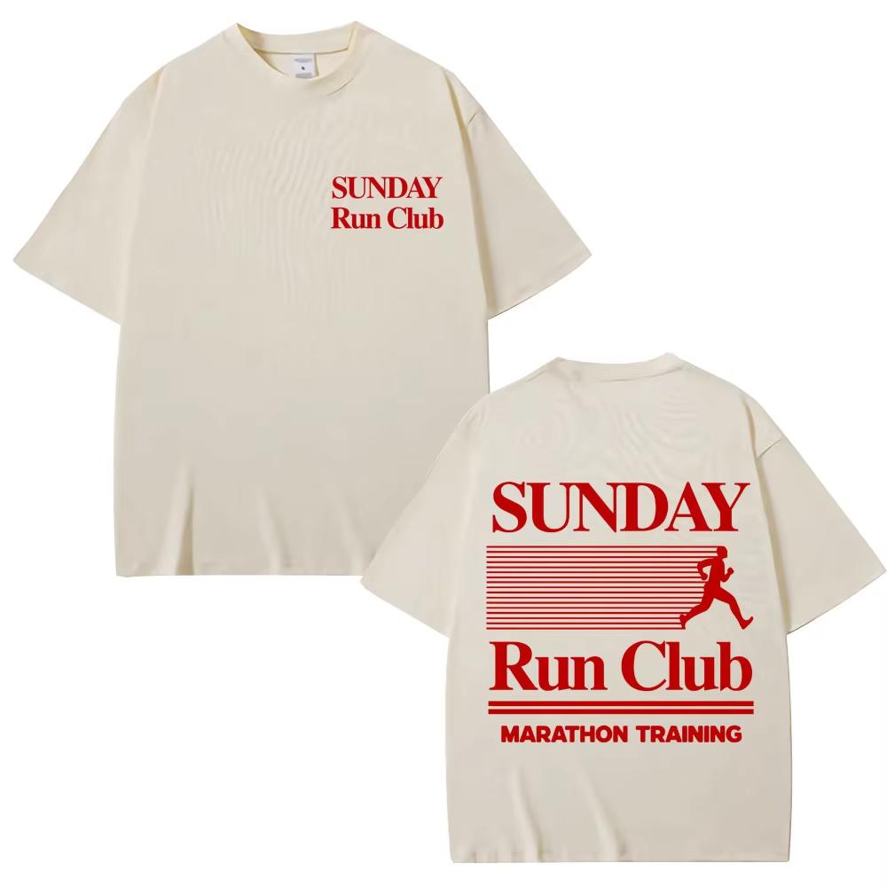 Футболка с принтом Sunday Run Club Training Unisex Unisex Спортивная Мода Харадзюку С коротким рукавом 100% Хлопок Повседневные Футболки Streetwear