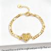 Gold-Plated Figaro Chain Religious Cross Virgin Mary Angel Saint Benedict Bracelet for Men Women PartyFaith Wrist Zircon Jewelry