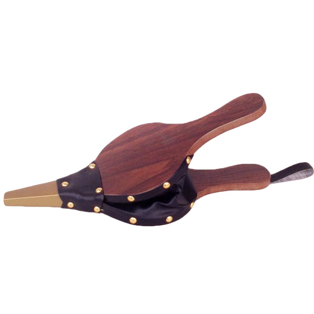 Mini Fireplace Wooden Pattern Air Bellows with Hanging Strap for BBQ Fireplace Camping