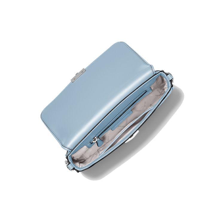 Michael Kors MK Bradshaw Минималистичная кожаная сумка через плечо с клапаном, однотонная, для ежедневного ношения, женская, синяя 30S1S2BL1L-CHAMBRAY