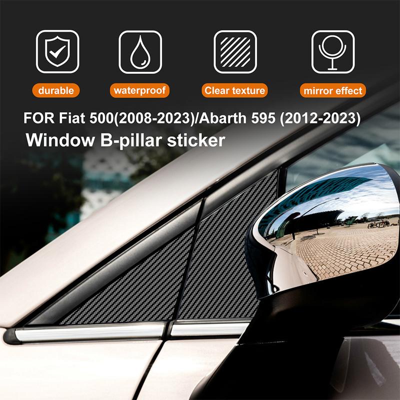 Glossy Black B Pillars Trim Sticker For Fiat 500 Abarth 595 2012-2016 2017 2018 Protect Accessories
